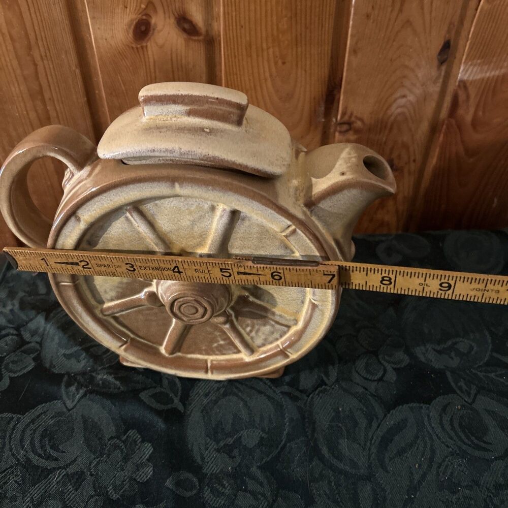 Vintage MCM Frankoma Pottery Wagon Wheel Teapot 94T Desert Gold Red Clay USA - Picture 9 of 9